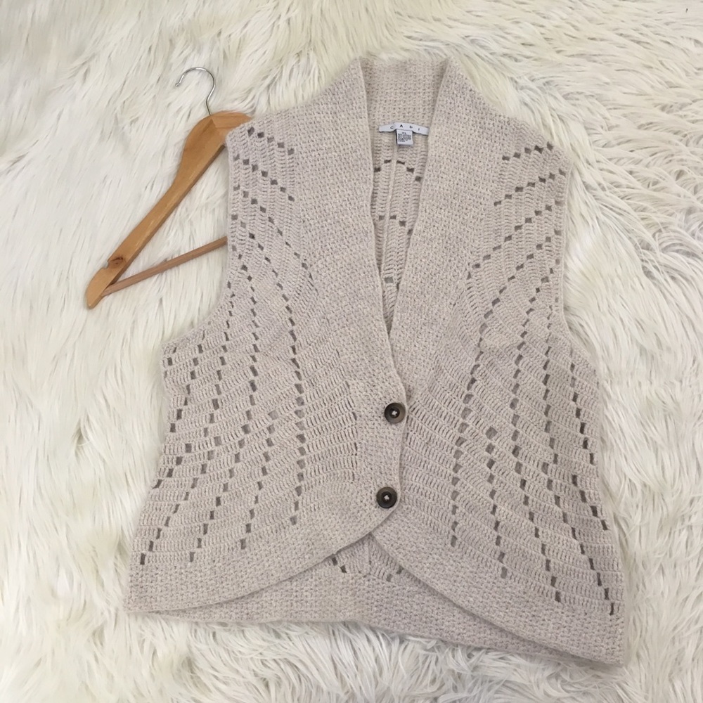 CAbi Womens XL Cream Sweater Vest #345